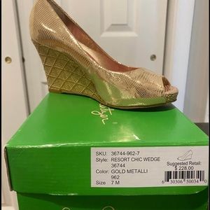 Lily Pulitzer Gold Wedge Shoes